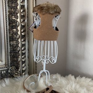 Dog harness w/ fur collar & matching leash S